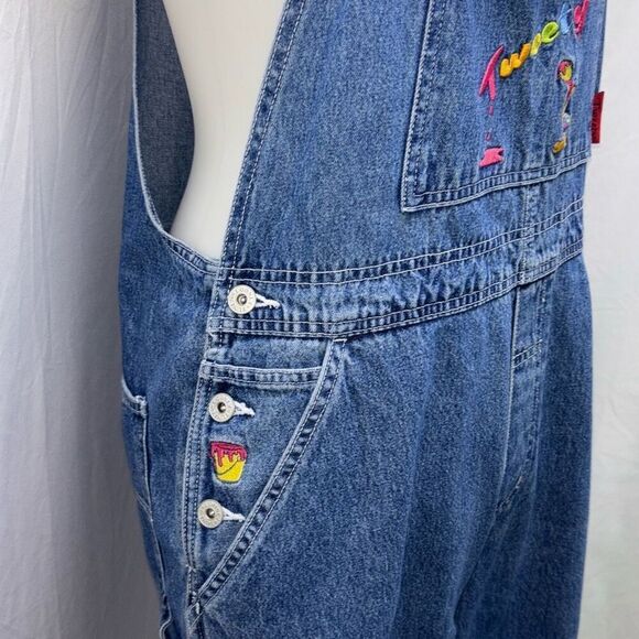 Y2K Vintage Looney Tunes Tweety Bird Paint 90s Denim Carpenter Overalls XL adult - Picture 3 of 12